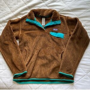 Patagonia brown and teal Re-tool quarter Snap-T pullover sweater size S